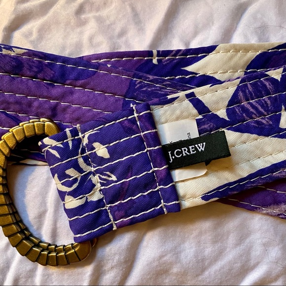 J CREW 100% silk belt purple floral pattern size S / M